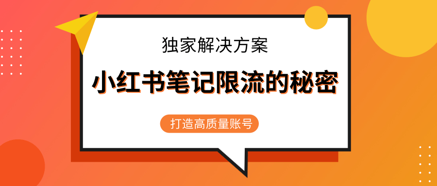 小红书笔记限流的秘密，被限流的笔记独家解决方案，打造高质量账号（共3节视频）-辉硕副业