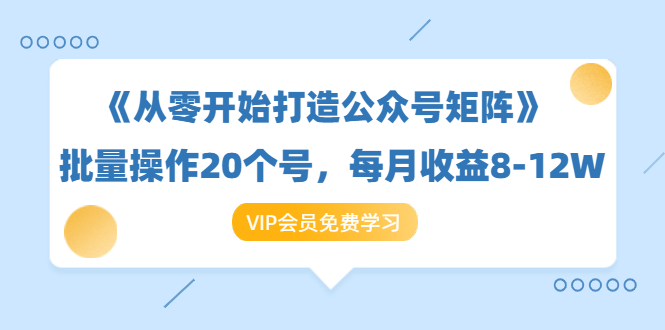《从零开始打造公众号矩阵》批量操作20个号，每月收益大概8-12W（44节课）-辉硕副业