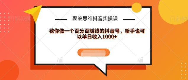 聚蚁思维抖音实操课:教你做一个百分百赚钱的抖音号，新手也可以单日收入1000+-辉硕副业