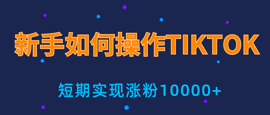 新手小白操作TIKTOK，3天从0到10000粉丝撸美金实战分享-辉硕副业