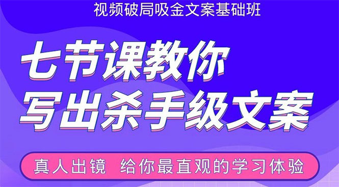 张根视频破局吸金文案班：节节课教你写出杀手级文案(附67页文案训练手册)-辉硕副业