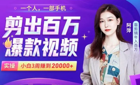 小白易上手的手机剪辑赚钱课，抓住短视频风口月赚2万+-辉硕副业