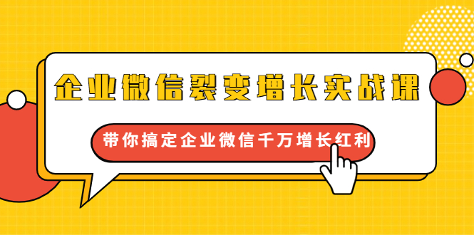 企业微信裂变增长实战课：带你搞定企业微信千万增长红利，新流量-新玩法-辉硕副业