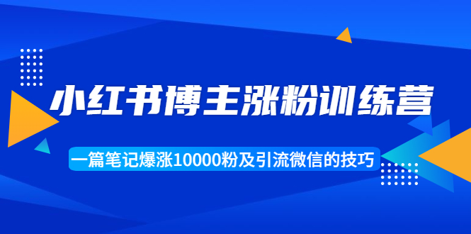 小红书博主涨粉训练营：一篇笔记爆涨10000粉及引流微信的技巧-辉硕副业