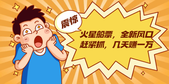 火星船票，全新风口赶紧抓，几天赚一万+摆地摊卖尾货月入一万（5个项目）-辉硕副业