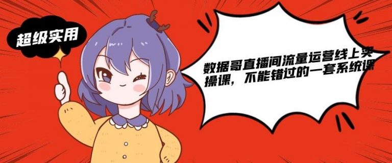 数据哥直播间流量运营线上实操课，不能错过的一套系统课-辉硕副业
