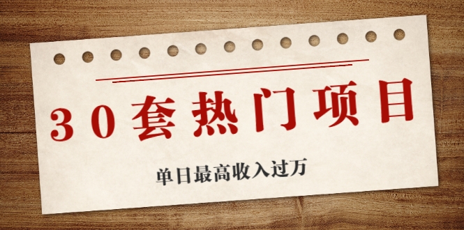 30套热门项目：单日最高收入过万 (网赚项目、朋友圈、涨粉套路、抖音、快手)等-辉硕副业