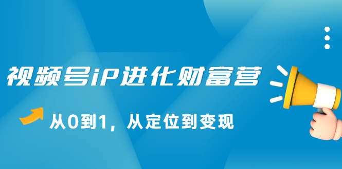视频号iP进化财富营，从0到1，从定位到变现赚钱（价值1577元）-辉硕副业