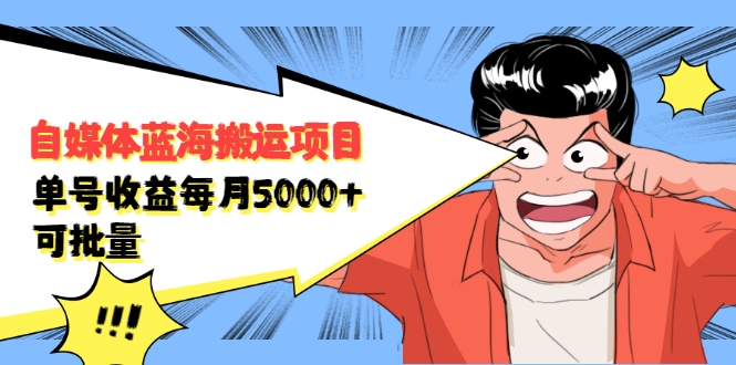 自媒体蓝海搬运项目：单号收益每月基本都可以达到5000+，可批量-辉硕副业