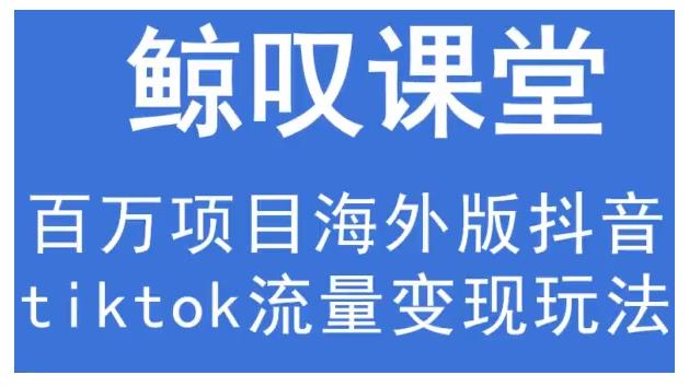 鲸叹号·海外TIKTOK训练营，百万项目海外版抖音tiktok流量变现玩法-辉硕副业
