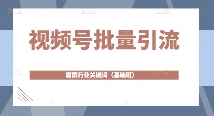 视频号批量引流，霸屏行业关键词（基础班）全面系统讲解视频号玩法-辉硕副业