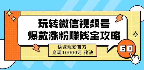玩转微信视频号爆款涨粉赚钱全攻略，快速涨粉百万变现万元秘诀-辉硕副业