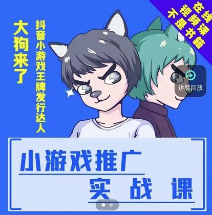 大狗来了：小游戏推广实战课，带你搭建一个游戏推广变现账号-辉硕副业
