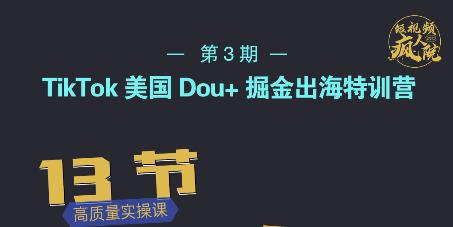 TikTok美国Dou+掘金出海特训营，美国dou+成功投放95%-辉硕副业