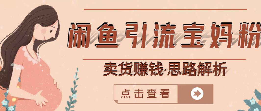 闲鱼引流宝妈粉+卖货赚钱一个月收益30000+（实操视频教程）-辉硕副业
