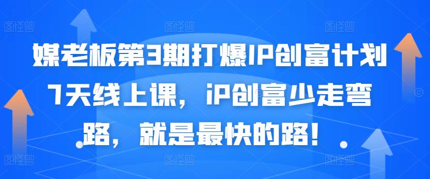 媒老板第3期打爆IP创富计划7天线上课，iP创富少走弯路，就是最快的路！-辉硕副业