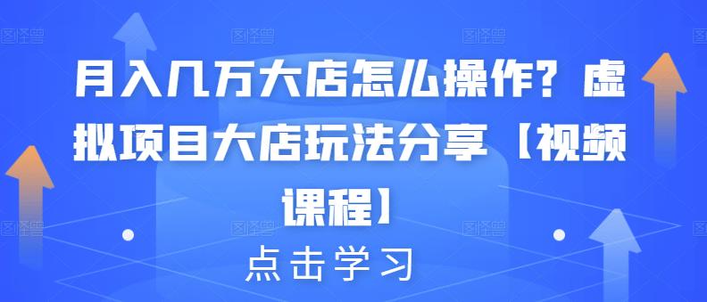 月入几万大店怎么操作？虚拟项目大店玩法分享【视频课程】-辉硕副业