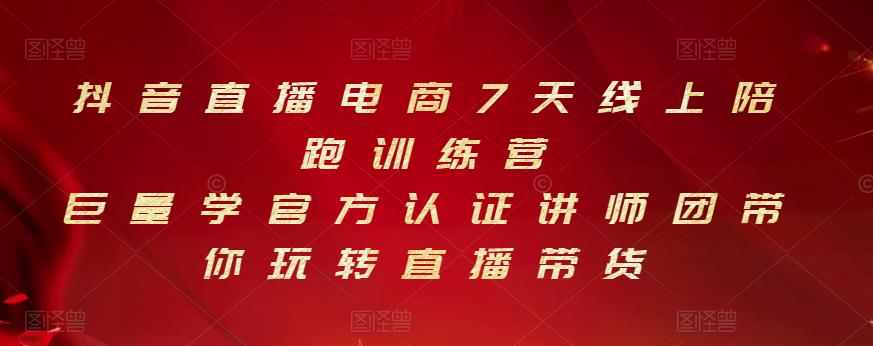 抖音直播电商7天线上陪跑训练营，巨量学官方认证讲师团带你玩转直播带货-辉硕副业
