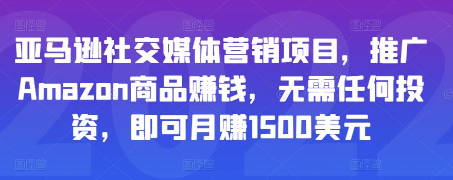 亚马逊社交媒体营销项目，推广Amazon商品赚钱，无需任何投资，即可月赚1500美元-辉硕副业