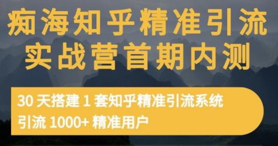 痴海知乎精准引流实战营1-2期，30天搭建1套知乎精准引流系统，引流1000+精准用户-辉硕副业