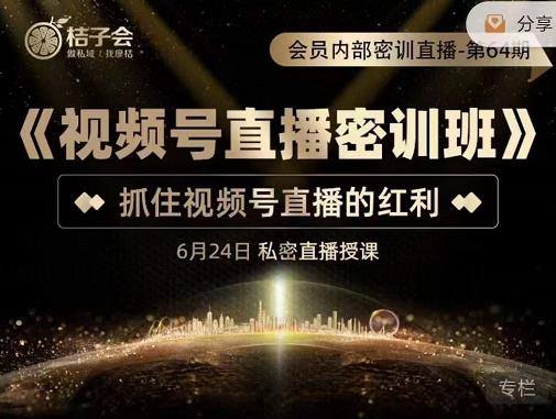 桔子会《视频号直播密训班》，抓住视频号直播的红利 价值12800-辉硕副业