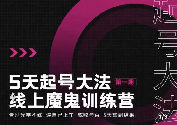 大播·五天起号魔鬼训练营，告别光学不练，逼自己上车，成败与否，5天拿到结果-辉硕副业