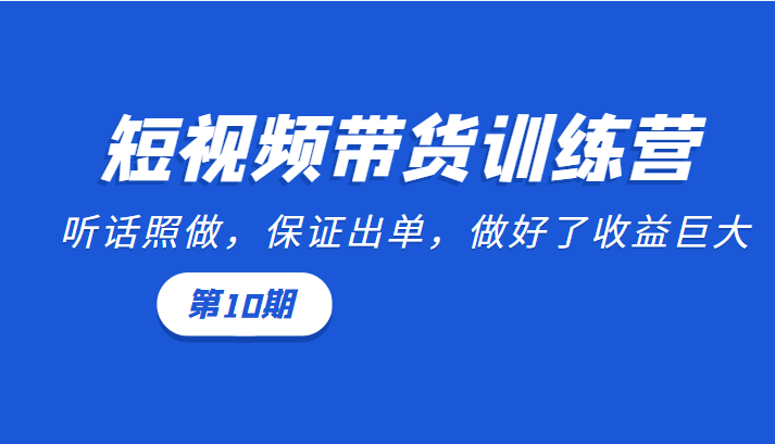 短视频带货训练营：听话照做，保证出单，做好了收益巨大（第10期）-辉硕副业