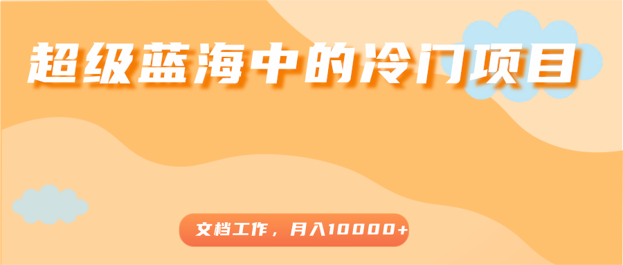 超级蓝海中的冷门项目，文档工作，好玩又赚钱，月入10000+-辉硕副业