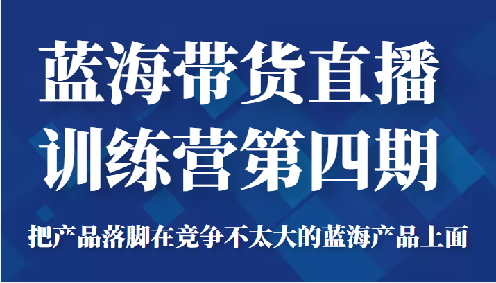 蓝海带货直播训练营第四期，把产品落脚在竞争不太大的蓝海产品上面（价值4980元）-辉硕副业