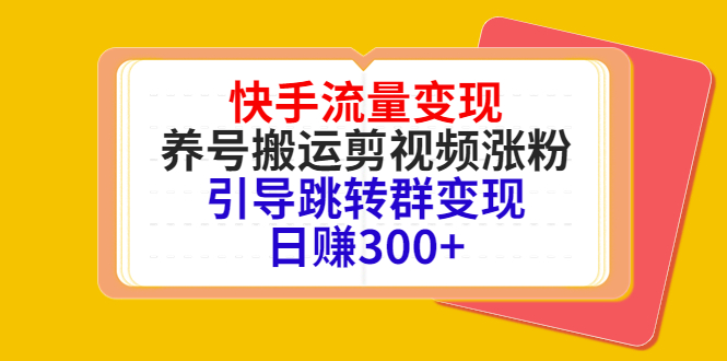 快手流量变现，养号搬运剪视频涨粉，引导跳转群变现日赚300+-辉硕副业