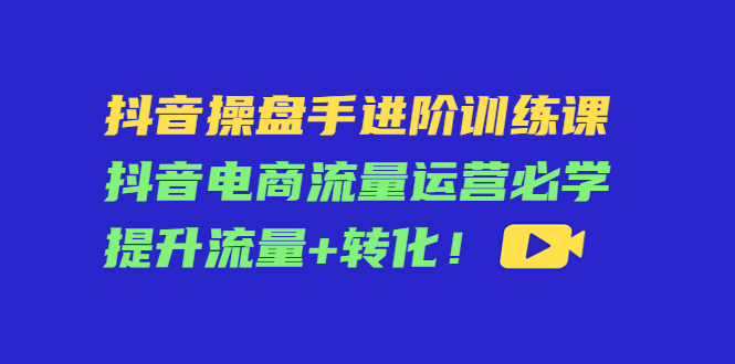 抖音操盘手进阶训练课：抖音电商流量运营必学，提升流量+转化-辉硕副业