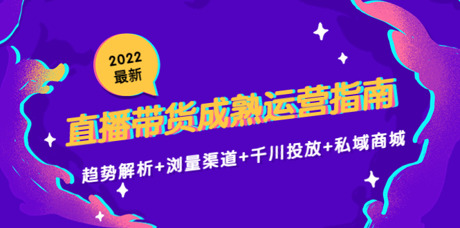 2022最新直播带货成熟运营指南3.0：趋势解析+浏量渠道+千川投放+私域商城-辉硕副业