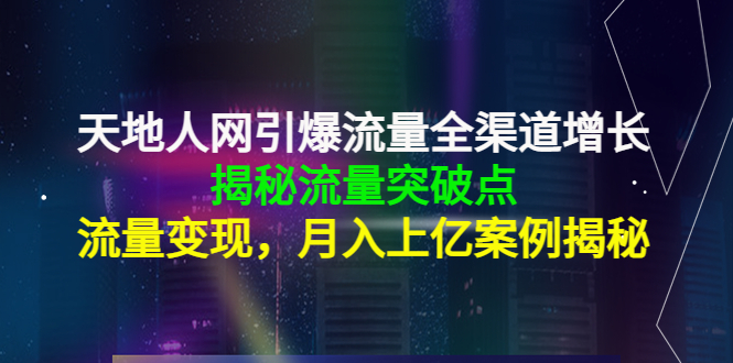 天地人网引爆流量全渠道增长：揭秘流量突然破点，流量变现，月入上亿案例-辉硕副业
