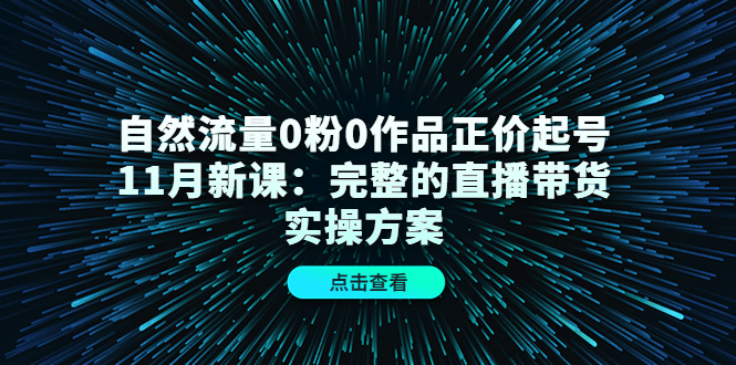 自然流量0粉0作品正价起号11月新课：完整的直播带货实操方案-辉硕副业
