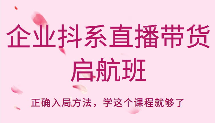 企业抖系直播带货启航班，正确入局方法，学这个课程就够了-辉硕副业