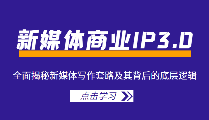新媒体商业IP3.0，全面揭秘新媒体写作套路及其背后的底层逻辑（价值1299元）-辉硕副业