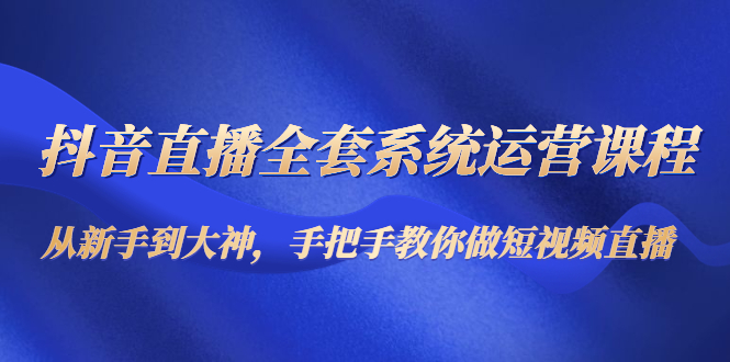 抖音直播全套系统运营课程：从新手到大神，手把手教你做直播短视频-辉硕副业
