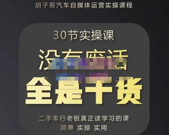 胡子哥·汽车自媒体运营实操课，汽车新媒体二手车短视频运营教程-价值8888元-辉硕副业