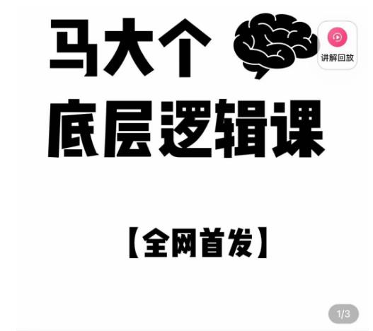 马大个·底层逻辑课，51节底层逻辑智慧课-价值1980元-辉硕副业