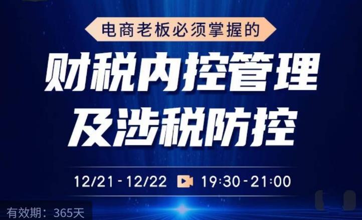 电商老板必须掌握的财税内控管理及涉税防控，解读新政下的税收政策，梳理公司财务架构-辉硕副业