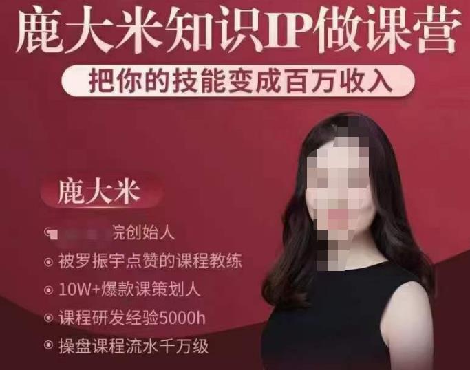 鹿大米知识IP做课营，把你的技能变成百万收入，陪你打出磨人生第费付门一课！-辉硕副业