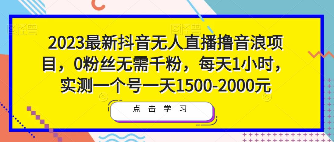 2023最新抖音无人直播撸音浪项目，0粉丝无需千粉，每天1小时，实测一个号一天1500-2000元-辉硕副业