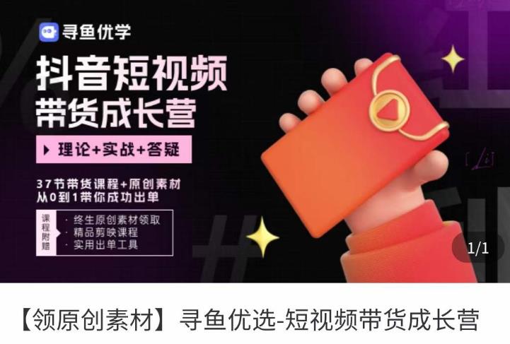 短视频带货成长营，​抖音短视频出单攻略，吃透账号运营的奥秘，轻松带货-辉硕副业
