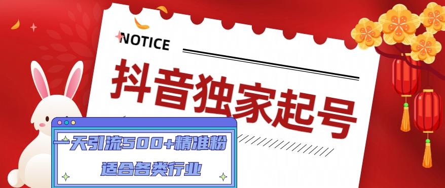 抖音独家起号，一天引流500+精准粉，适合各类行业（9节视频课）-辉硕副业