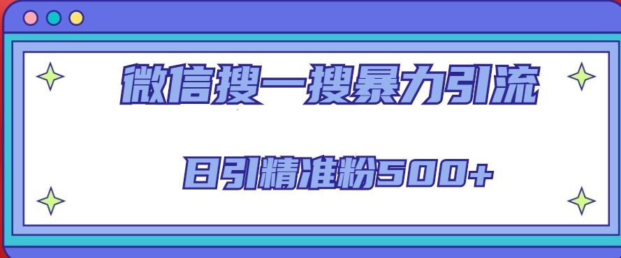 微信搜一搜引流全系列课程，日引精准粉500+（8节课）-辉硕副业