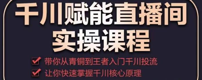 千川赋能直播间实操课程，带你从青铜到王者的入门千川投流，让你快速掌握千川核心原理-辉硕副业