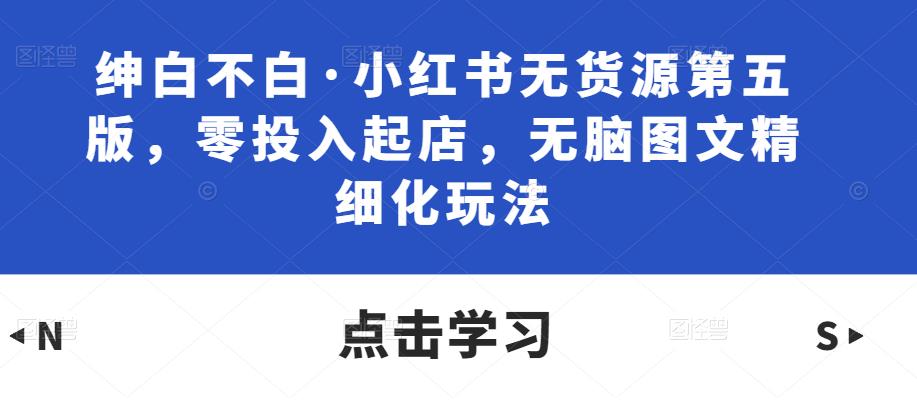 绅白不白·小红书无货源第五版，零投入起店，无脑图文精细化玩法-辉硕副业