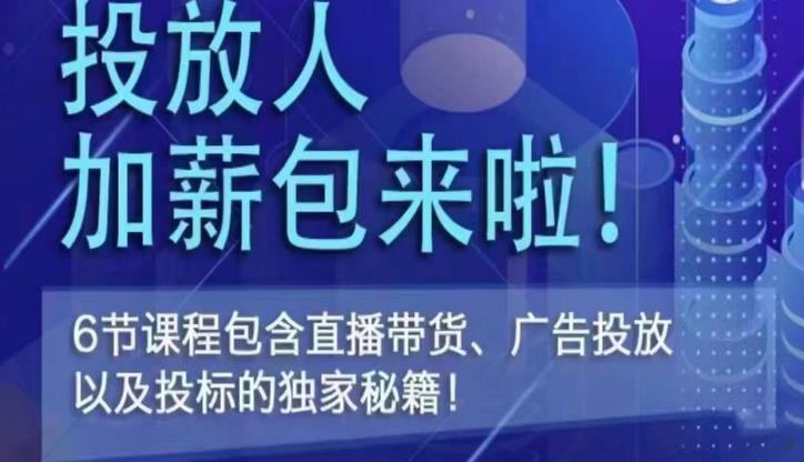 三里屯·投放人薪资包，6节直播课，包含直播带货、广告投放、以及投标的独家秘籍-辉硕副业