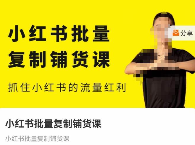 张宾·小红书批量复制铺货课，抓住小红书的流量红利 （更新2023年2月）-辉硕副业