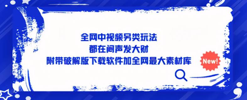 全网中视频另类玩法，都在闷声发大财，附带破解版下载软件加全网最大素材库-辉硕副业